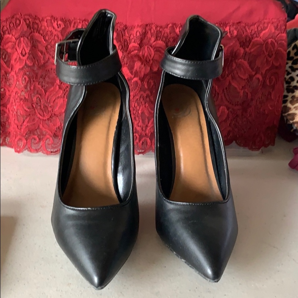 Black stiletto heel with ankle strap